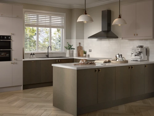 Victoria almond Soho galvano kitchen door