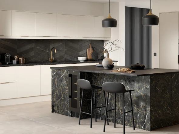 Victoria taupe Soho black mustang kitchen doors